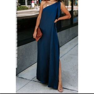 Vici Navy Blue One Shoulder Evening Gown Size X Small
